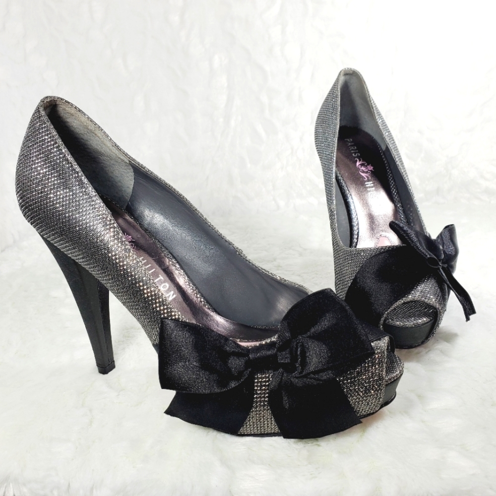 Paris Hilton Destiny Bow Peeptoe Heels